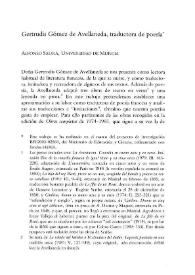 Gertrudis Gómez de Avellaneda, traductora de poesía / Alfonso Saura | Biblioteca Virtual Miguel de Cervantes