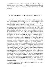 Pablo Antonio Cuadra: obra reciente / Fernando Quiñones | Biblioteca Virtual Miguel de Cervantes