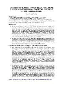 La colección "Clásicos Asturianos del Pensamiento Político", Junta General del Principado de Asturias, Oviedo, 1992-2003, 15 vols. / Marta Friera Álvarez | Biblioteca Virtual Miguel de Cervantes