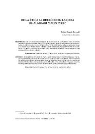 De la ética al derecho en la obra de Alasdair MacIntyre / Rafael Ramis Barceló | Biblioteca Virtual Miguel de Cervantes
