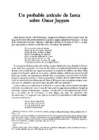 Un probable artículo de Lorca sobre Omar Jayyam / Ian Gibson | Biblioteca Virtual Miguel de Cervantes