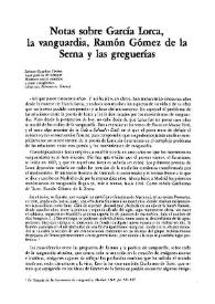 Notas sobre García Lorca, la vanguardia, Ramón Gómez de la Serna y las greguerías / Manuel Durán | Biblioteca Virtual Miguel de Cervantes