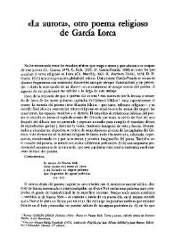 "La aurora", otro poema religioso de García Lorca / Héctor Martínez Ferrer | Biblioteca Virtual Miguel de Cervantes