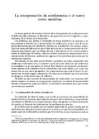 La interpretación de conferencias o el teatro como metáfora / Eduardo Kahane | Biblioteca Virtual Miguel de Cervantes
