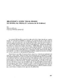 Bibliografía sobre temas árabes del Sharq Al-Andalus (Levante de Al-Andalus) / Por Mikel de Epalza y Francisco Franco Sánchez | Biblioteca Virtual Miguel de Cervantes