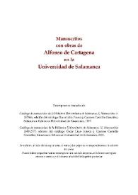 Manuscritos con obras de Alfonso de Cartagena en la Universidad de Salamanca | Biblioteca Virtual Miguel de Cervantes
