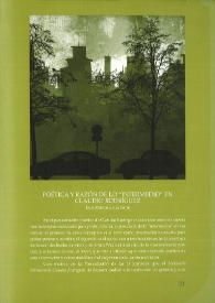 Poética y razón de lo "intermedio" en Claudio Rodríguez / Luis Ramos de la Torre | Biblioteca Virtual Miguel de Cervantes