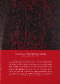 Valente: la poética de los límites / José Manuel Caballero Bonald | Biblioteca Virtual Miguel de Cervantes