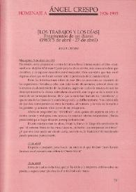 [Los trabajos y los días]. Fragmentos de un diario (1983: 5 de abril - 27 de abril) / Ángel Crespo | Biblioteca Virtual Miguel de Cervantes