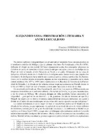 Alejandro Sawa: frustración literaria y anticlericalismo / Francisco Gutiérrez Carbajo | Biblioteca Virtual Miguel de Cervantes