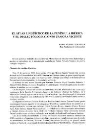El atlas lingüístico de la Península Ibérica y el dialectólogo Alonso Zamora Vicente / Antonio Viudas Camarasa | Biblioteca Virtual Miguel de Cervantes