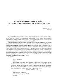 Un artículo que no publicó la "Zeitschrift für romanische Refranerologie" / Dieter Messner | Biblioteca Virtual Miguel de Cervantes