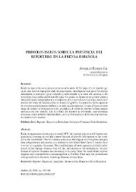 Primeros datos sobre la presencia del reportero en la prensa española / Ángeles Ezama Gil | Biblioteca Virtual Miguel de Cervantes