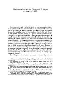 El discurso literario del "Diálogo de la lengua" de Juan de Valdés / Isaías Lerner | Biblioteca Virtual Miguel de Cervantes