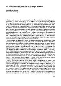 La conciencia lingüística en el Siglo de Oro   / Hans-Martin Gauger | Biblioteca Virtual Miguel de Cervantes
