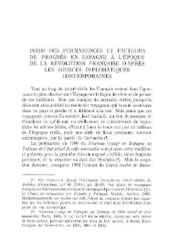 Poids des permanences et facteurs de progrès en Espagne à l'époque de la révolution française d'après les sources diplomatiques contemporaines / Gérard Dufour | Biblioteca Virtual Miguel de Cervantes