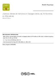 Journaux intimes et mémoires en Espagne (milieu du XVIII-milieu du XIX siècle) / Gérard Dufour | Biblioteca Virtual Miguel de Cervantes