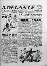 Adelante : Órgano del Partido Socialista Obrero Español de B.-du-Rh. (Marsella). Año I, núm. 25, 15 de abril de 1945 | Biblioteca Virtual Miguel de Cervantes