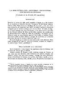 La biblioteca del arzobispo tridentino don Pedro Guerrero  ("Granada en la historia del erasmismo") / Juan Martínez Ruiz | Biblioteca Virtual Miguel de Cervantes