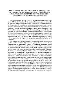 Relaciones entre historia y literatura a través de la producción periodística del trienio constitucional (1820-1823). (Homenaje a don Antonio Rodríguez-Moñino)  / Albert Dérozier  | Biblioteca Virtual Miguel de Cervantes
