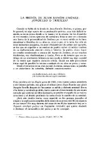 La ironía de Juan Ramón Jiménez: ¿orgullo o tristeza? / Bernardo Gicovate | Biblioteca Virtual Miguel de Cervantes