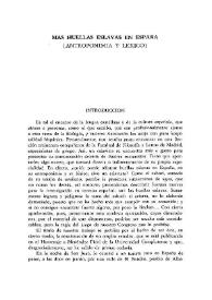 Más huellas eslavas en España (antroponimia y léxico)  / Rurik de Kotzebue | Biblioteca Virtual Miguel de Cervantes