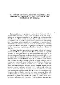 El "Lumen ad revelationem genlium", de Alonso de Oropesa, como precursor del erasmismo en España  / Albert A. Sicroff | Biblioteca Virtual Miguel de Cervantes