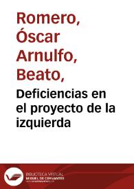 Deficiencias en el proyecto de la izquierda | Biblioteca Virtual Miguel de Cervantes