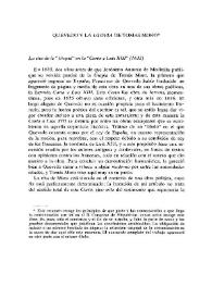 Quevedo y la "Utopia" de Tomás Moro / Francisco López Estrada | Biblioteca Virtual Miguel de Cervantes