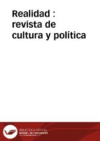 Realidad : revista de cultura y política | Biblioteca Virtual Miguel de Cervantes