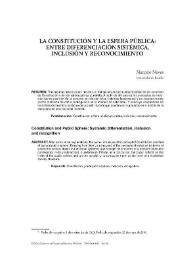 La Constitución y la esfera pública: entre diferenciación sistémica, inclusión y reconocimiento / Marcelo Neves; traducción de Nathaly Mancilla Órdenes | Biblioteca Virtual Miguel de Cervantes