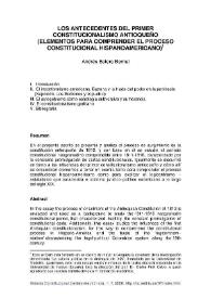 Los antecedentes del primer constitucionalismo antioqueño (Elementos para comprender el proceso constitucional hispanoamericano) / Andrés Botero Bernal | Biblioteca Virtual Miguel de Cervantes