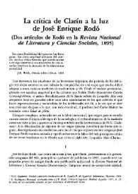 La crítica de Clarín a la luz de José Enrique Rodó (Dos artículos de Rodó en la "Revista Nacional de Literatura y Ciencias Sociales", 1895) / Adolfo Sotelo Vázquez | Biblioteca Virtual Miguel de Cervantes