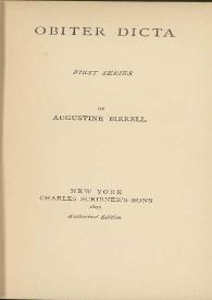 Obiter dicta : first series / by Augustine Birrell | Biblioteca Virtual Miguel de Cervantes