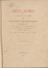 Homenaje a dos poetas / colección de poesías de García Collado y Romero de Aquino | Biblioteca Virtual Miguel de Cervantes