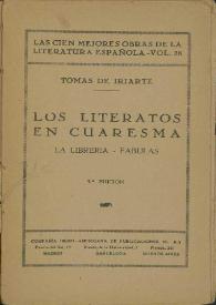 Los literatos en cuaresma. La librería. Fábulas / Tomás de Iriarte | Biblioteca Virtual Miguel de Cervantes