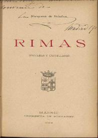 Rimas italianas y castellanas / Marquesa de Bolaños | Biblioteca Virtual Miguel de Cervantes