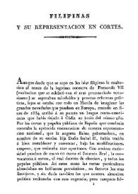 Filipinas y su representación en Cortes | Biblioteca Virtual Miguel de Cervantes