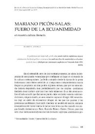 Mariano Picón-Salas: fuero de la ecuanimidad en nuestra cultura literaria / Ramón Ordaz | Biblioteca Virtual Miguel de Cervantes