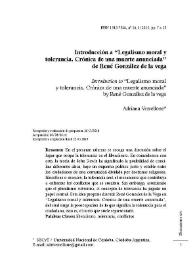 Introducción a "Legalismo moral y tolerancia. Crónica de una muerte anunciada" de René González de la Vega / Adriana Vercellone | Biblioteca Virtual Miguel de Cervantes