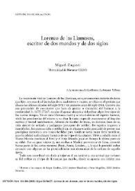 Lorenzo de las Llamosas, escritor de dos mundos y de dos siglos / Miguel Zugasti | Biblioteca Virtual Miguel de Cervantes