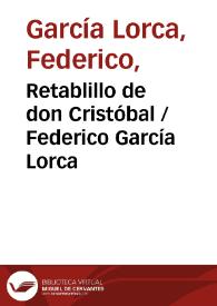Retablillo de don Cristóbal / Federico García Lorca | Biblioteca Virtual Miguel de Cervantes