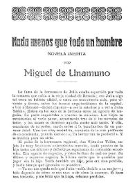 Nada menos que todo un hombre: novela inédita / por Miguel de Unamuno | Biblioteca Virtual Miguel de Cervantes