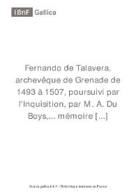 Fernando de Talavera, archevèque de Grenade de 1493 à 1507, poursuivi par l'Inquisition / Albert du Boys | Biblioteca Virtual Miguel de Cervantes