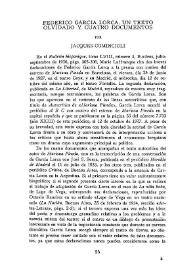 Federico García Lorca. Un texto olvidado y cuatro documentos / Jacques Comincioli | Biblioteca Virtual Miguel de Cervantes