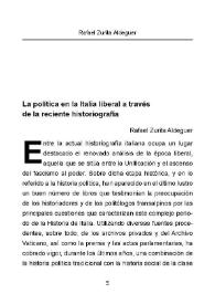 La política en la Italia liberal a través de la reciente historiografía / Rafael Zurita Aldeguer | Biblioteca Virtual Miguel de Cervantes