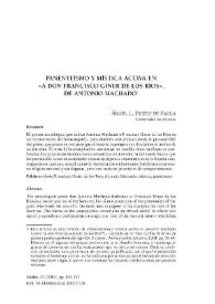 Panenteísmo y mística activa en "A don Francisco Giner de los Ríos", de Antonio Machado / Ángel L. Prieto de Paula | Biblioteca Virtual Miguel de Cervantes