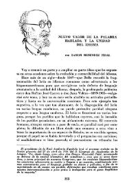 Nuevo valor de la palabra hablada y la unidad del idioma / Ramón Menéndez Pidal | Biblioteca Virtual Miguel de Cervantes