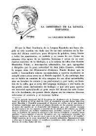La comunidad de la lengua hispánica / por Gregorio Marañón | Biblioteca Virtual Miguel de Cervantes
