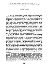 Hacia una nueva "Gramática" de la R.A.E. / por Rafael Lapesa | Biblioteca Virtual Miguel de Cervantes